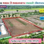 ที่ดินสวย หน้ากว้าง ติดถนนคอนกรีต ขนาด 2 ไร่ 2 งาน คลอง 3