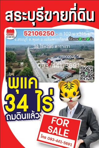ขายที่ดินถมแล้วทั้งแปลง ติดถนนใหญ่ 4 เลน บดอัดแน่น พุแค สระบุรี